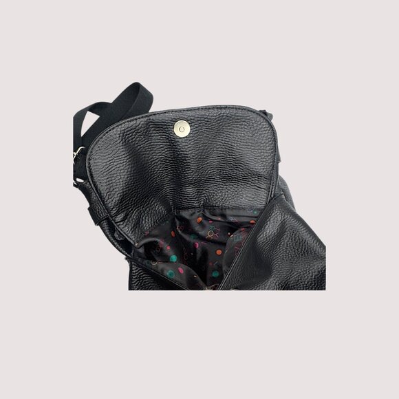 Tyler Rodan Black Faux Leather Crossbody Bag – Adjustable Fabric Strap - Picture 13 of 14